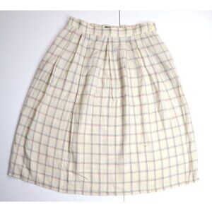 Fundamental Things Vintage Women's Skirt Beige Plaid A-line Midi Size 14P